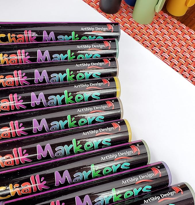 12 Earth Tone Chalk Markers Double Pack of Both Fine and Reversible Medium Tip - Image 4