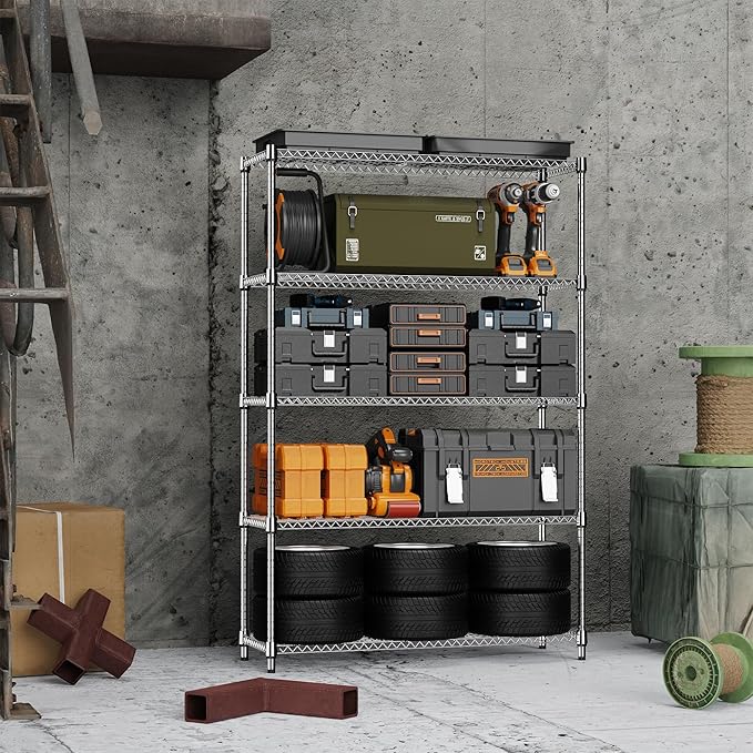 MZG 1750 lbs 5 Tier Storage Rack Metal Wire Shelving Unit, Storage Standing - Image 4