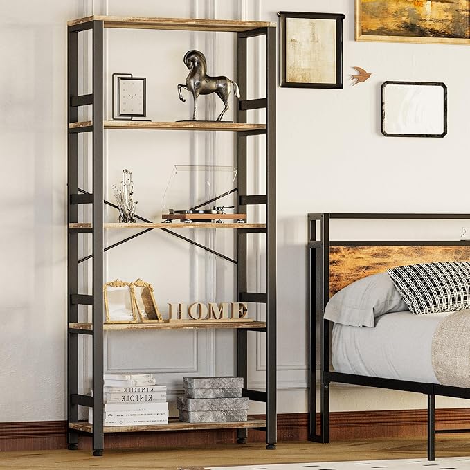 IRONCK Bookshelves and Bookcases, 31.5in Wide Shelf 5-Tier Ladder Shelf - Image 7