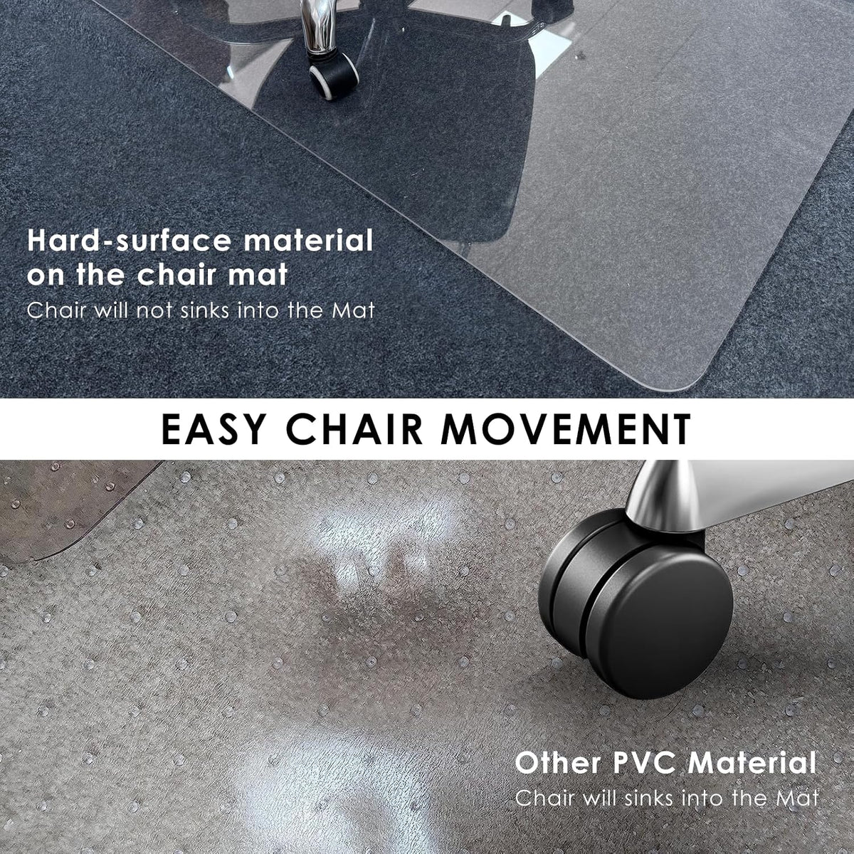 Kuyal 2 Pack 1/5" Thick Office Chair Mat, Heavy Duty Computer Chair Mat