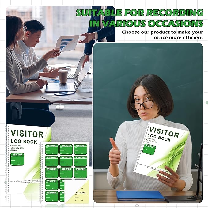 2 Pack Visitor Badges with Carbon Copy Visitor Stickers Letter Size Visitor Log - Image 6