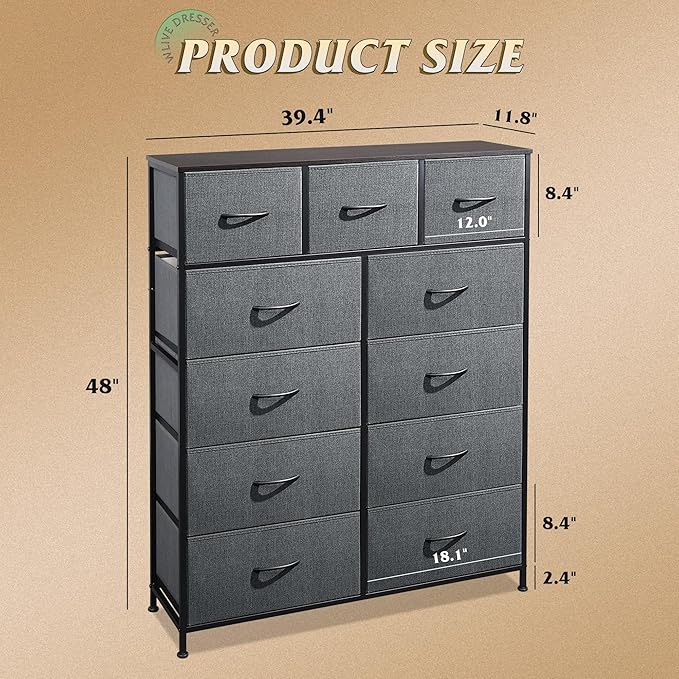 WLIVE Tall Dresser for Bedroom, Fabric Dressers Storage Tower, Dresser & Chest - Image 3