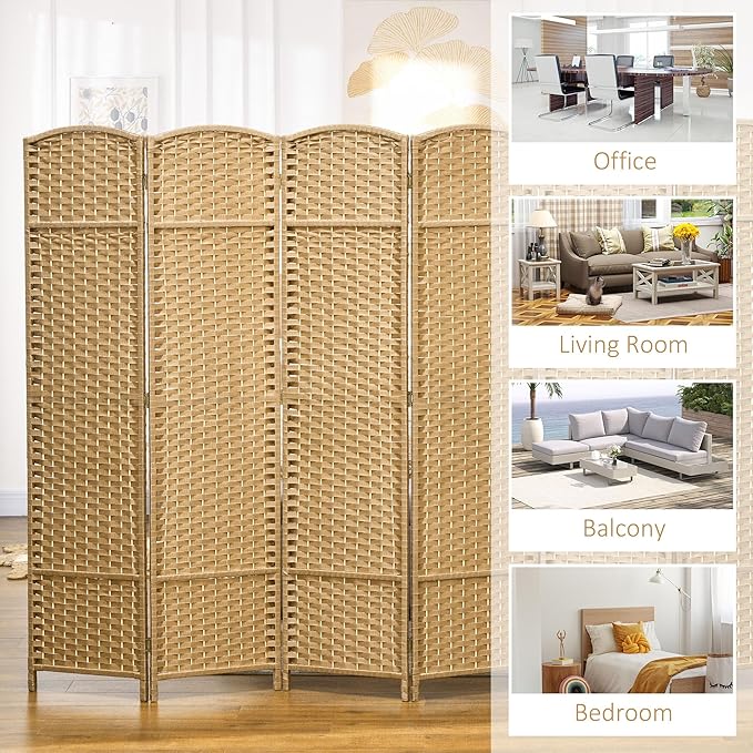 HOMCOM Room Divider, 6 Panel Folding Privacy Screen, 5.6' Tall Freestanding - Image 6