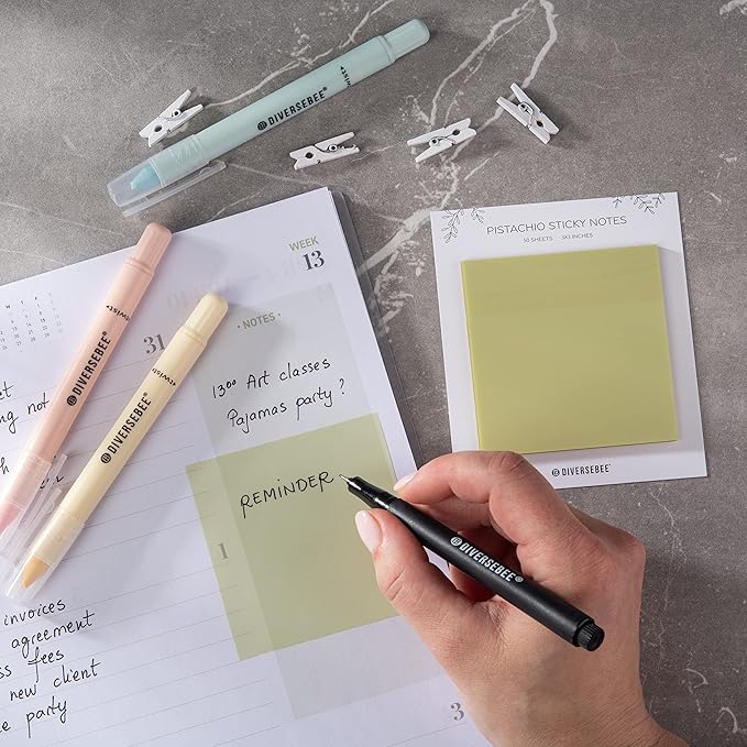DiverseBee 50 Sheets Pastel Transparent Sticky Notes, 3x3” Clear Sticky Tabs - Image 5