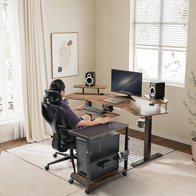 EUREKA ERGONOMIC PC Stand Computer Cart, Height Adjustable Tower Stand 2-Tier - Image 2