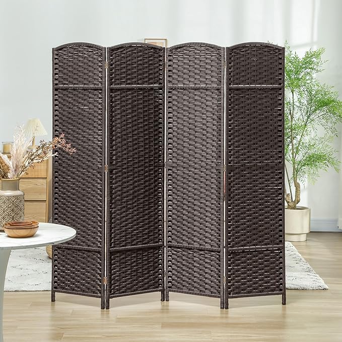HOMCOM Room Divider, 4 Panel Folding Privacy Screen, 5.6' Tall Freestanding - Image 6