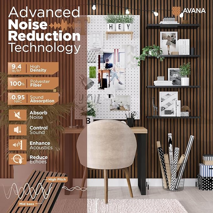 Avana Acoustic Wood Wall Panels – 94.4 X 12.6 Inch Walnut Acoustic Panels 1 PC - Image 5