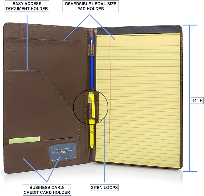 Legal Size Padfolio, 8.5 x 14 Inch Portfolio Folder - Image 2
