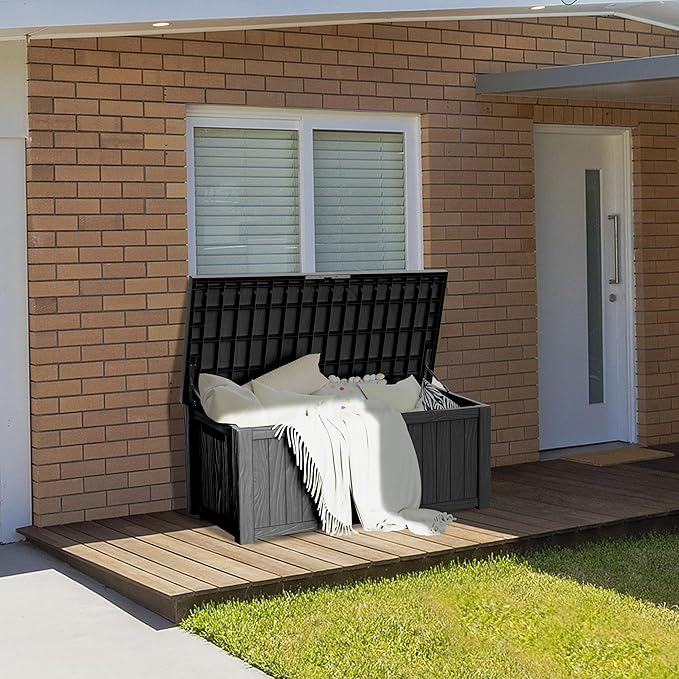 TARKARI 150 Gallon Lockable Resin Deck Box, Waterproof & UV-Resistant Outdoor - Image 4