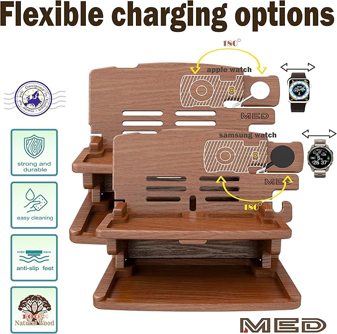 MED Wood Phone Docking Station – Nightstand Desk Organizer - Image 8