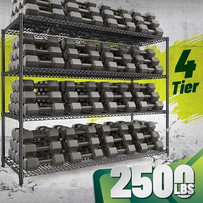 DurayLoly 2500 LBS Shelf Storage Shelves 68.1" W Wire Shelving Unit, Garage - Image 4