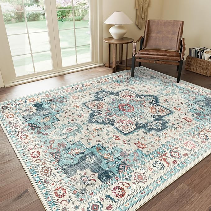 GENIMO 8x10 Area Rugs for Living Room, Machine Washable Non Slip Rugs, Low Pile by GENIMO