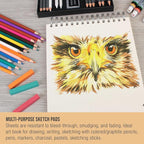 U.S. Art Supply 9”x12 Premium Heavy-Weight Paper Spiral Bound Sketch Book: 90 - Image 5