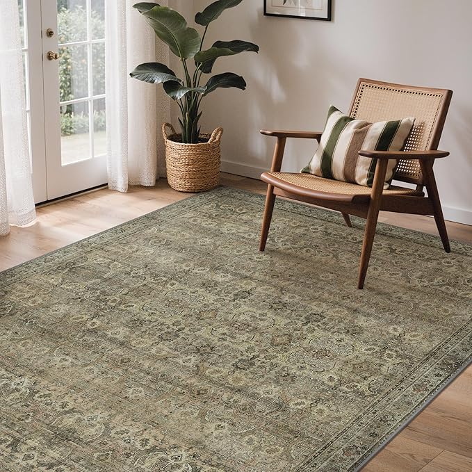 GENIMO 8x10 Area Rugs for Living Room, Machine Washable Non Slip Vintage Rugs by GENIMO