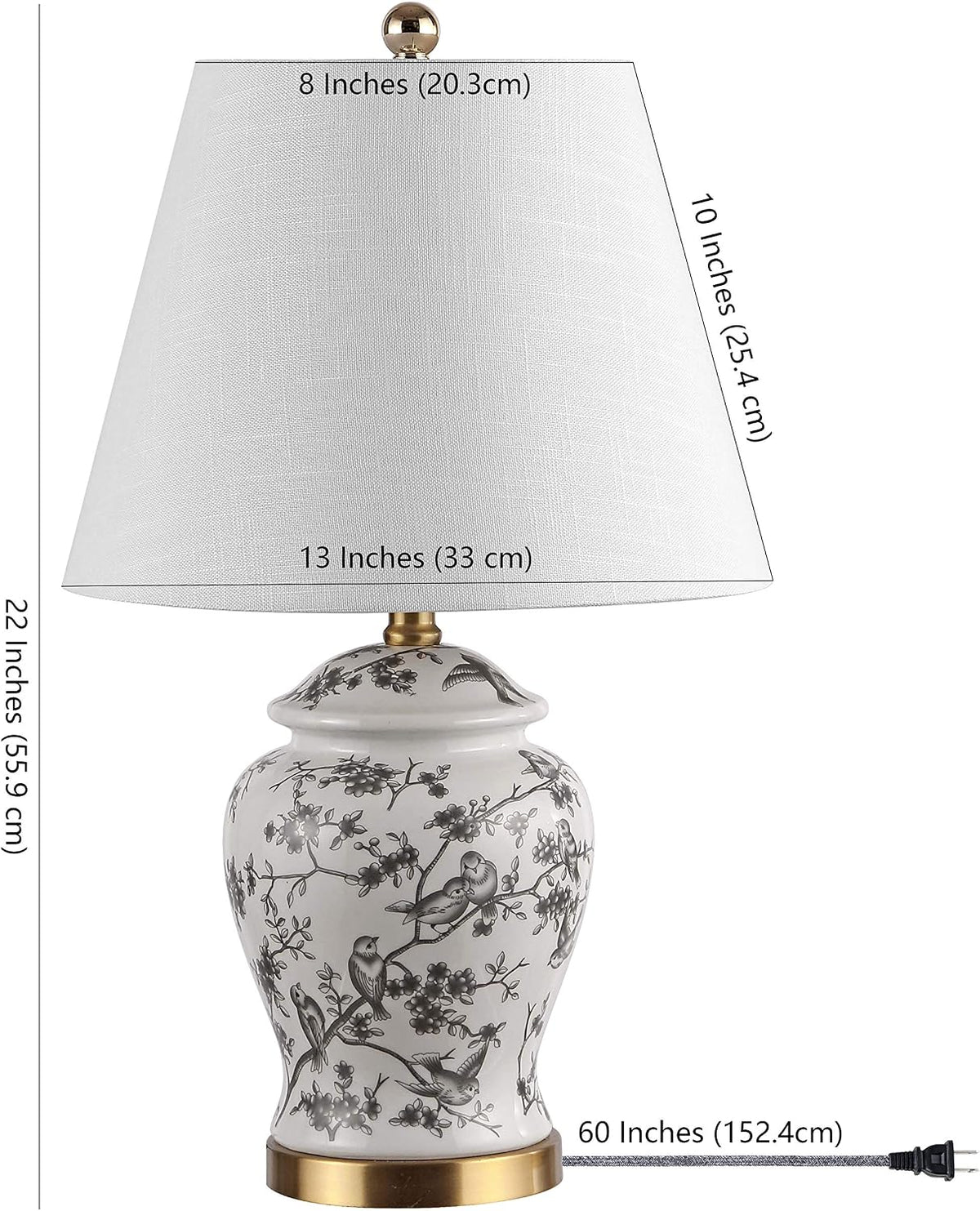 JONATHAN Y Penelope Ginger Jar 22" LED Table Lamp, Gray/White
