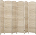 HOMCOM 6 Panel Room Divider, Hand-Woven Freestanding Wall Partition