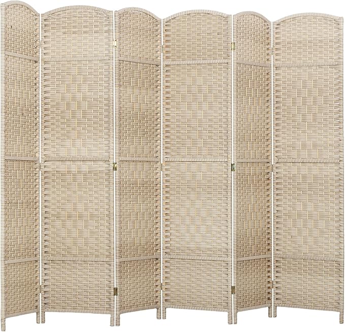 HOMCOM 6 Panel Room Divider, Hand-Woven Freestanding Wall Partition by HOMCOM
