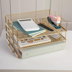 Martha Stewart Ryder 3 Tier Desk Letter Tray Organizer, Stackable Steel Mesh - Image 2