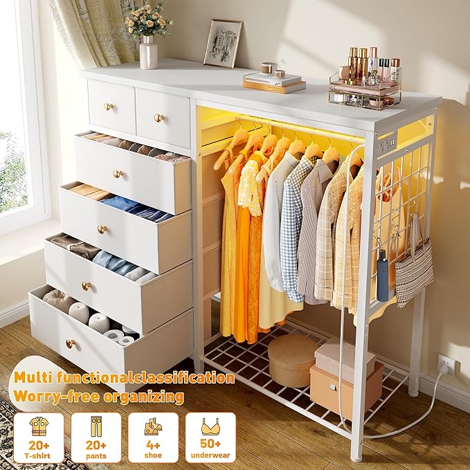 EnHomee 49.2" W White Dresser for Bedroom - Image 3