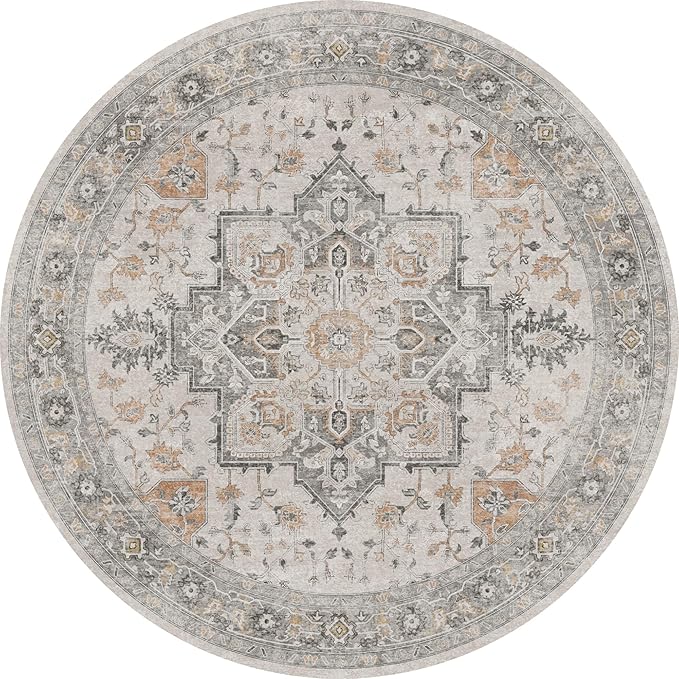 GENIMO 5FT Round Area Rugs for Living Room, Circle Rugs Machine Washable Low - Image 7