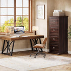 tribesigns 4-drawer file filing cabinet,vertical office file cabinet,walnut on a desk or shelf