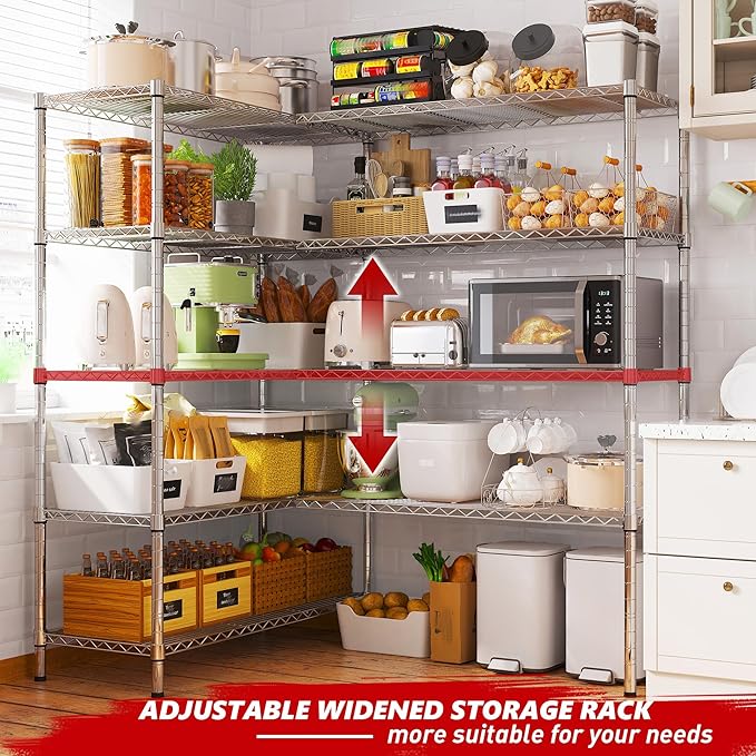 REIBII 58" W Storage Shelves Wire Shelving 1400LB Metal Shelves - Image 7