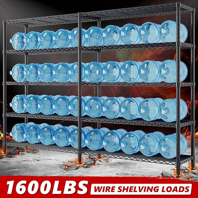 REIBII 72.8" W Storage Shelves Load 1600LBS, 5 Tier Metal Shelving Unit Wire - Image 4