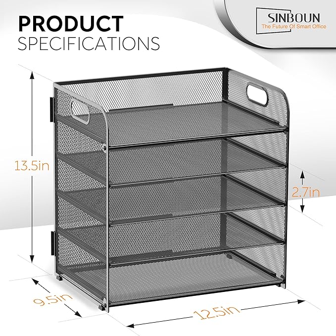 2 Pack Letter Tray 5-Tier Desk Organizer File Paper Holder - Image 2