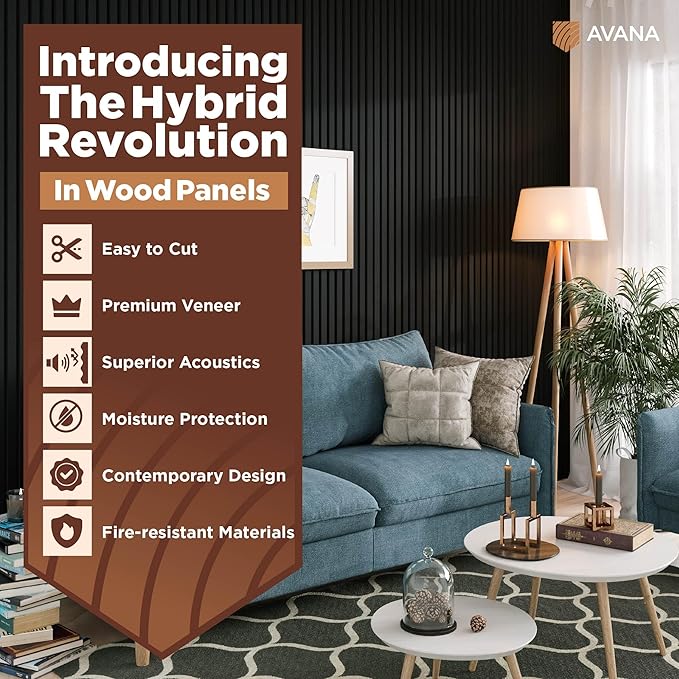 Avana Acoustic Wood Wall Panels – 94.4 X 12.6 Inch Black Oak Acoustic Panels 2 - Image 2