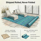 fab habitat outdoor rug - waterproof, fade resistant, side view