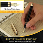 BEILUNER 316 Fountain Pen, Stunning Luxury Blackwood, 24K Gilded Nib, Gorgeous - Image 5