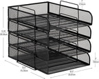 Mind Reader Stackable Paper Tray, Desktop Organizer, File Storage, Metal Mesh - Image 3