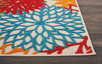 nourison home aloha indoor/outdoor green 2' x 6' showing dimensions