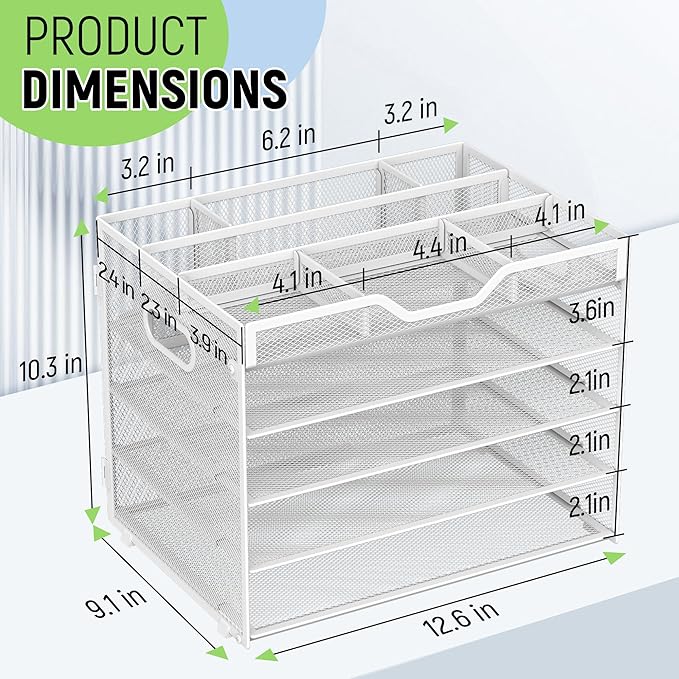 Docnest 5 Tier Mesh Desk Organizer- Letter Tray - Image 3