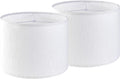 Set of 2 Pure White Linen Drum Lamp Shade 13" Top x 13" Bottom x 10" High