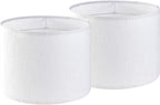 Set of 2 Pure White Linen Drum Lamp Shade 13" Top x 13" Bottom x 10" High