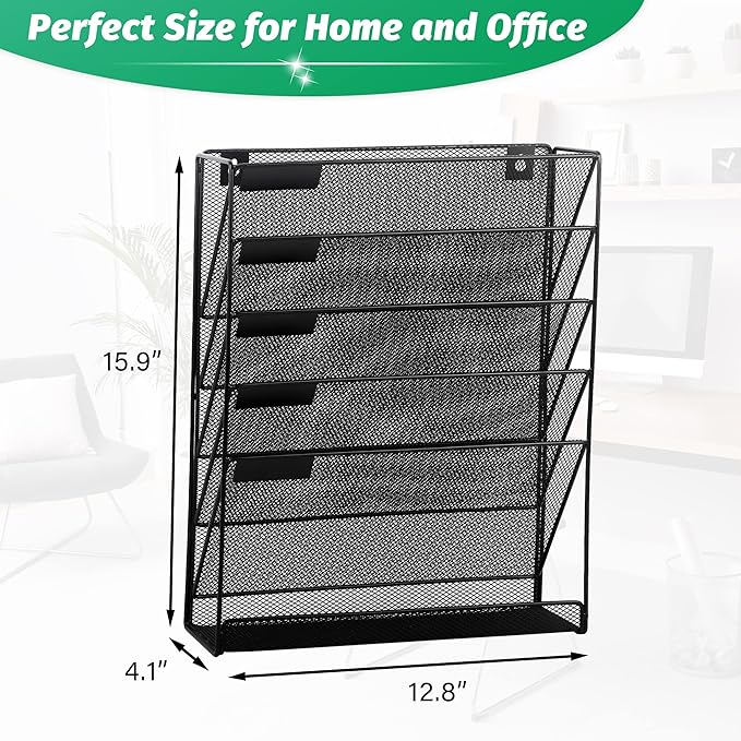 EASEPRES Desk File Organizer Mesh 6-Tier, Hanging Wall Mount Document - Image 6