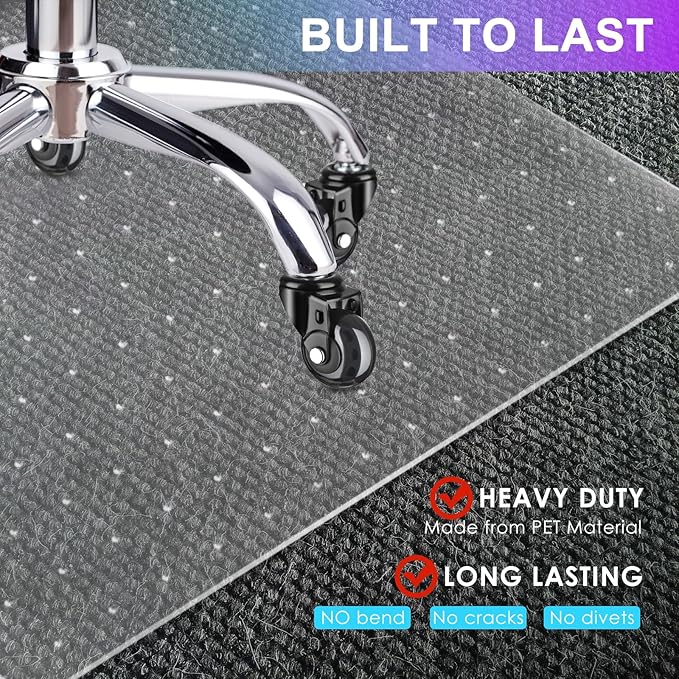 Vicwe Office Chair Mat for Carpet, Easy Rolling Hard Mat for Office Chair on - Image 3