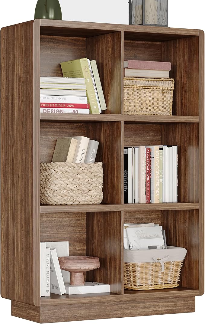 ChooChoo 3-Tier Bookshelf, 6 Cube Storage Organizer, Wooden Bookcase by ChooChoo