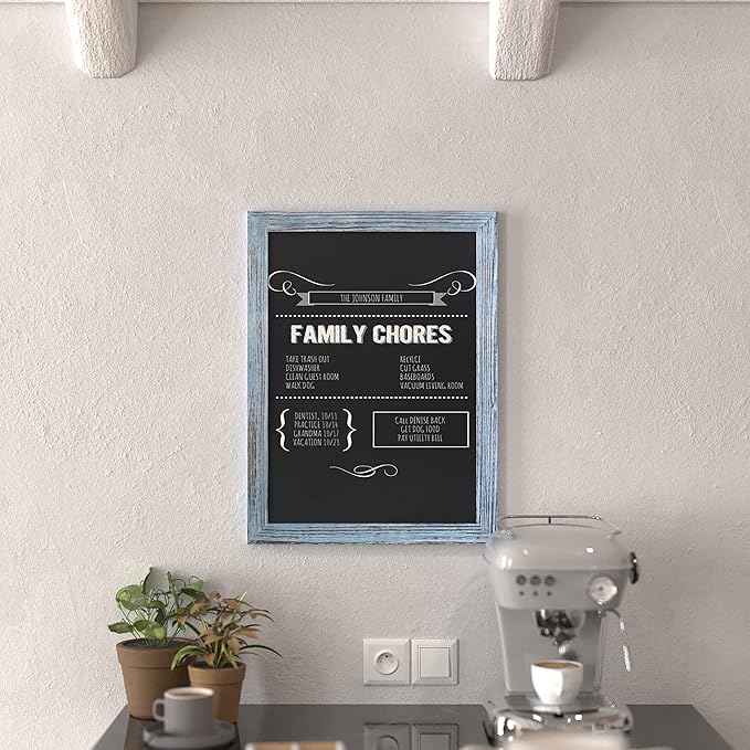 HBCY Creations 18" x 24" Rustic Blue Solid Wood Frame Wall Chalkboard, Magnetic - Image 2