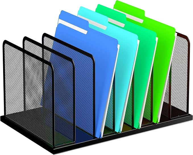 Kuntine.B Desk File Organizer 7 Upright Mesh Desktop Organizer File Sorter by KuntineB
