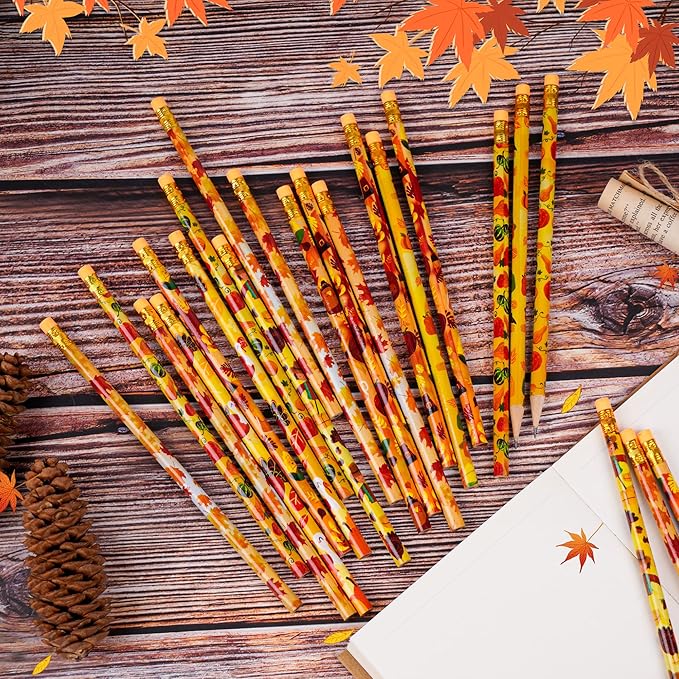 Kolewo4ever 200 Pieces Thanksgiving Pencils Assortment Cylinder Wood Pencil - Image 5