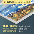 U.S. Art Supply 9" x 12" Premium Heavyweight Watercolor Paper Pad, 140lb - Image 3