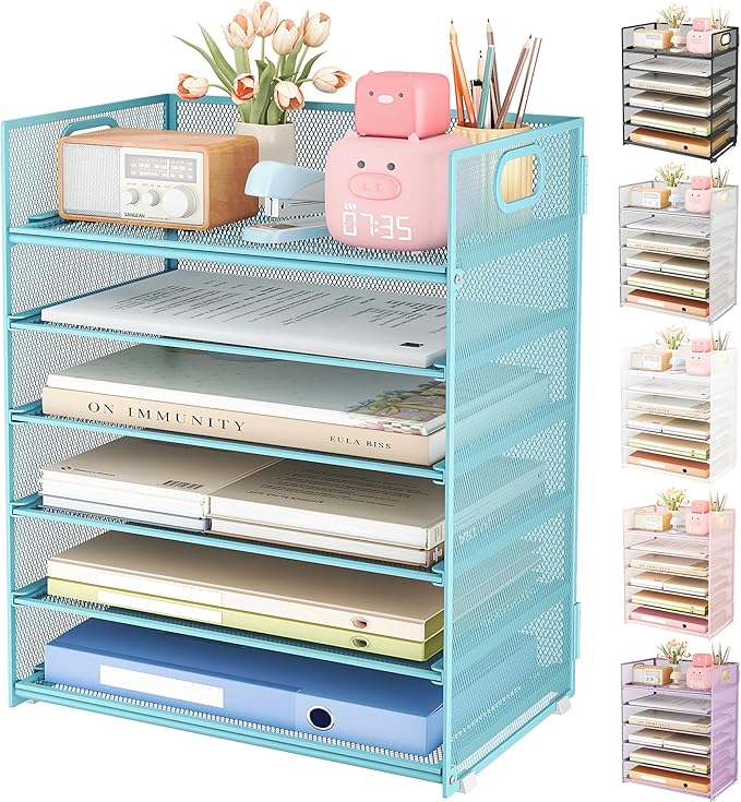 Subekyu 6 Tier Office File Paper Desk Tray Organizer by SUBEKYU