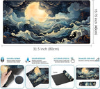 Full Moon Mousepad Cute Desk Mat Stormy Seas XXL Large Extended Gaming Mouse - Image 3