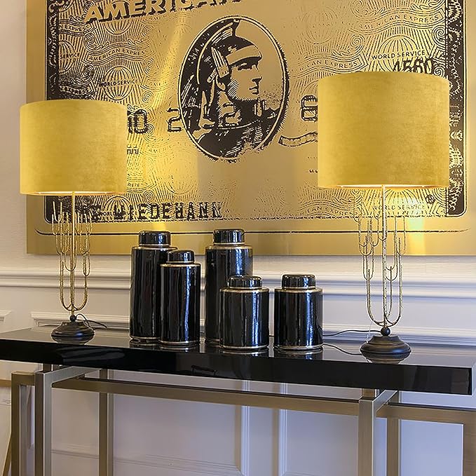 Yellow Velvet Drum Lamp Shade Medium Lampshade 13``Top×13``Bottom×10``High - Image 9