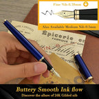 BEILUNER Blue Personalized Fountain Pen, Stunning Luxury Lacquer, 24K Gilded Nib - Image 4