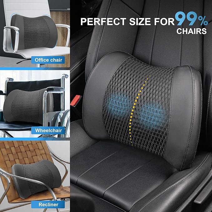 Lofty Aim Memory Foam Lumbar Support Cushion Relieves Lower Back Pain Car Seat - Image 8