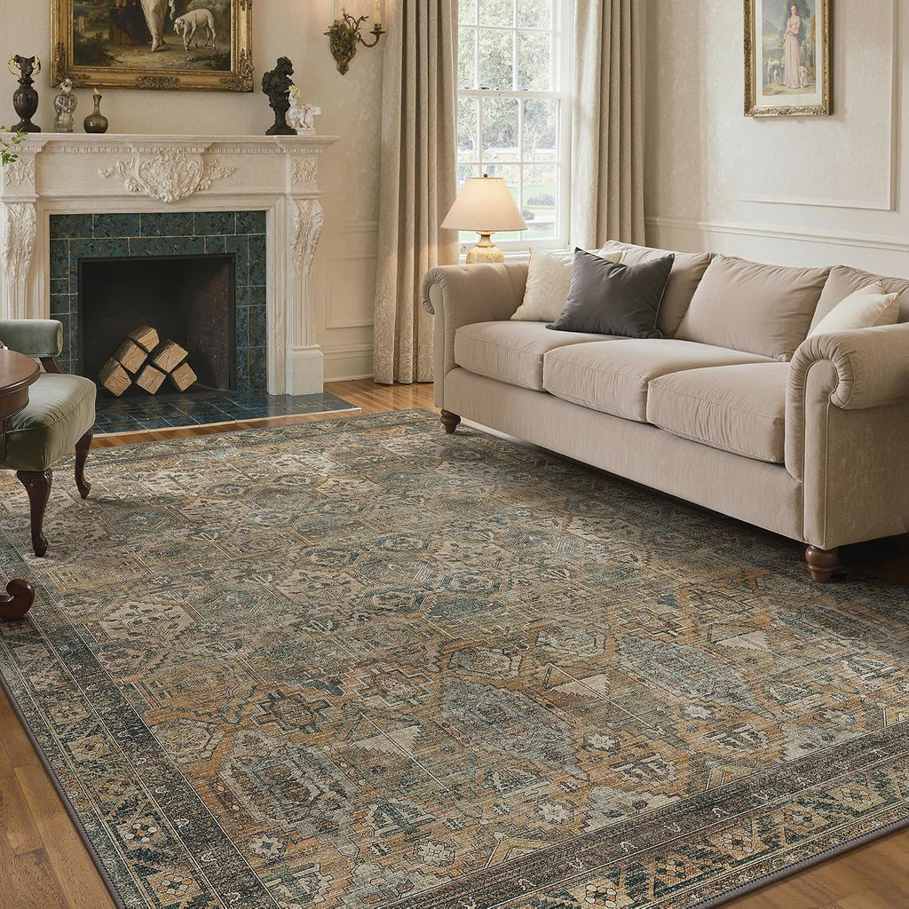 GENIMO 8x10 Area Rugs for Living Room, Machine Washable Non Slip Vintage Rugs
