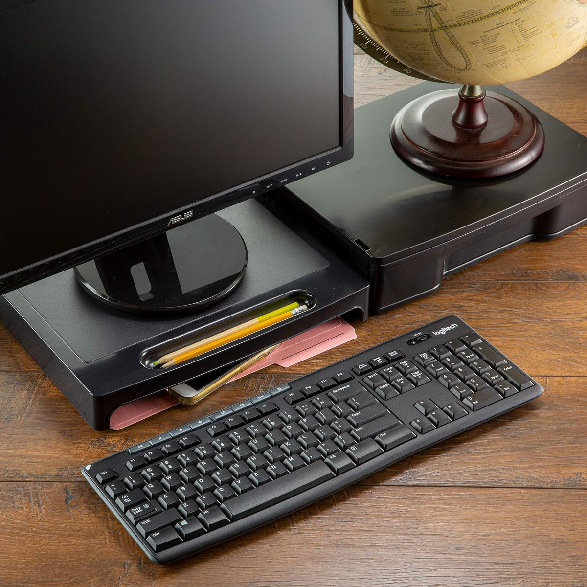 Officemate 2200 Series Monitor Stand with Security Drawer - Executive Monitor...